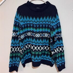 Talbots Fair Isle Knit Pullover Sweater Cotton Acrylic XL Nordic chamonix